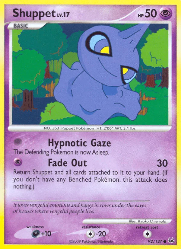 92, Colorless[-20], Common, Darkness[+10], Normal, Platinum: Base Set, Psychic, Reverse Holofoil Shuppet (92/127) [Platinum: Base Set] - Trading Card World
