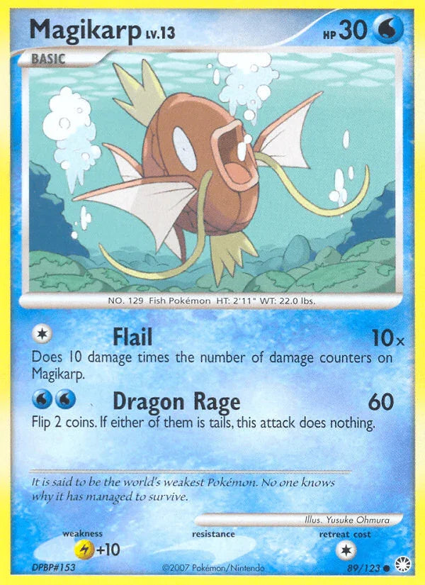 89, Common, Diamond & Pearl: Mysterious Treasures, Lightning[+10], Normal, Reverse Holofoil, Water Magikarp (89/123) [Diamond & Pearl: Mysterious Treasures] - Trading Card World