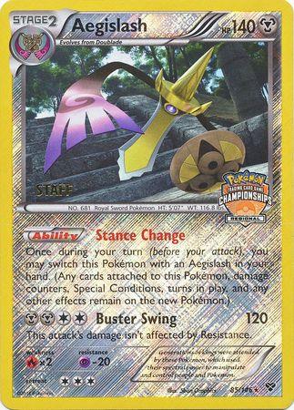 85, Fire[×2], Metal, Promo, Psychic[-20], Reverse Holofoil, XY: Base Set Aegislash (85/146) (Regional Championship Promo Staff) [XY: Base Set] - Trading Card World