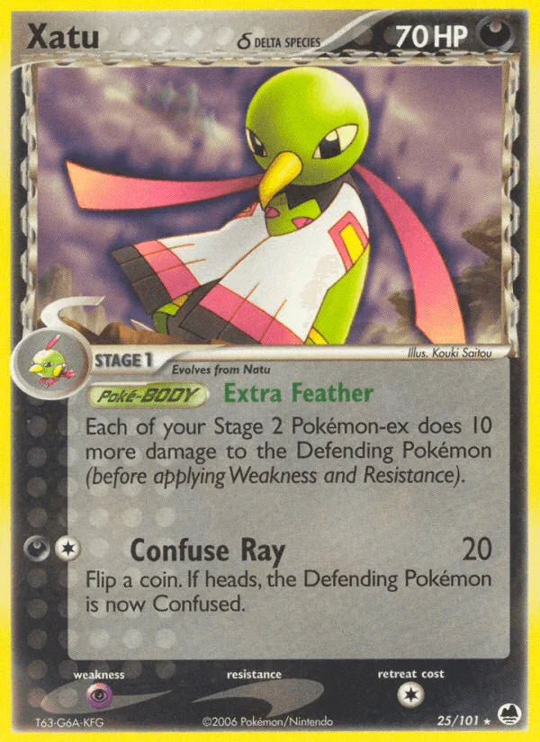 25, Darkness, EX: Dragon Frontiers, Normal, Psychic[×2], Rare Xatu (25/101) (Delta Species) [EX: Dragon Frontiers] - Trading Card World