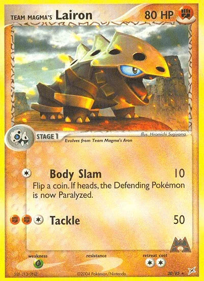 20, EX: Team Magma vs Team Aqua, Fighting, Grass[×2], Normal, Rare, Reverse Holofoil Team Magma's Lairon (20/95) [EX: Team Magma vs Team Aqua] - Trading Card World