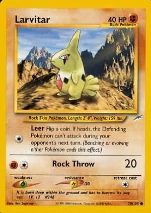 70, Common, Fighting, Grass[×2], Lightning[-30], Neo Destiny Unlimited, Normal Larvitar (70/105) [Neo Destiny Unlimited] - Trading Card World