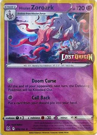 076, Darkness [x2], F-30, Holofoil, Promo, Psychic, Sword & Shield: Lost Origin Hisuian Zoroark (076/196) (Lost Origin Stamp) [Sword & Shield: Lost Origin] - Trading Card World