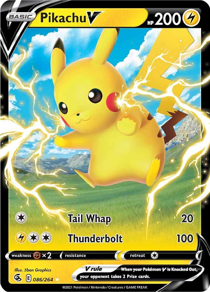 086, Fighting [x2], Holofoil, Lightning, Sword & Shield: Fusion Strike, Ultra Rare Pikachu V (086/264) [Sword & Shield: Fusion Strike] - Trading Card World