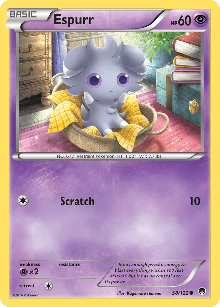 58, Common, Normal, Psychic, Psychic[×2], Reverse Holofoil, XY: BREAKpoint Espurr (58/122) [XY: BREAKpoint] - Trading Card World