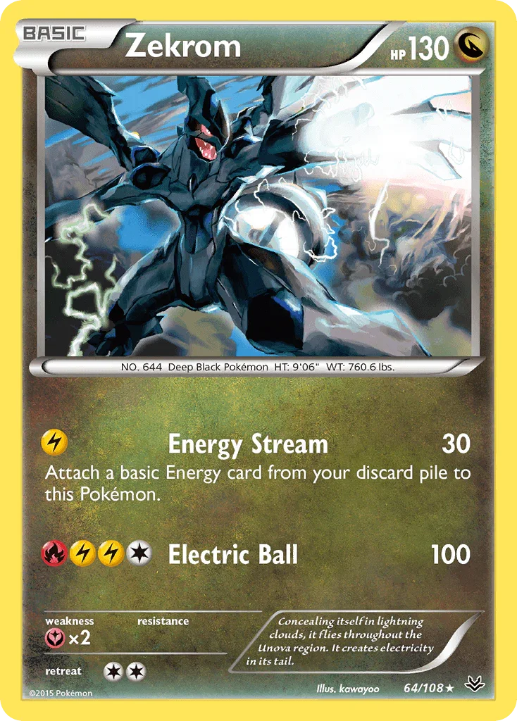 64, Dragon, Fairy[×2], Holo Rare, Holofoil, Reverse Holofoil, XY: Roaring Skies Zekrom (64/108) [XY: Roaring Skies] - Trading Card World