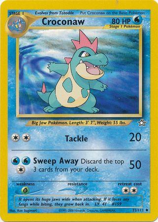 32, Grass[×2], Neo Genesis Unlimited, Normal, Uncommon, Water Croconaw (32/111) [Neo Genesis Unlimited] - Trading Card World