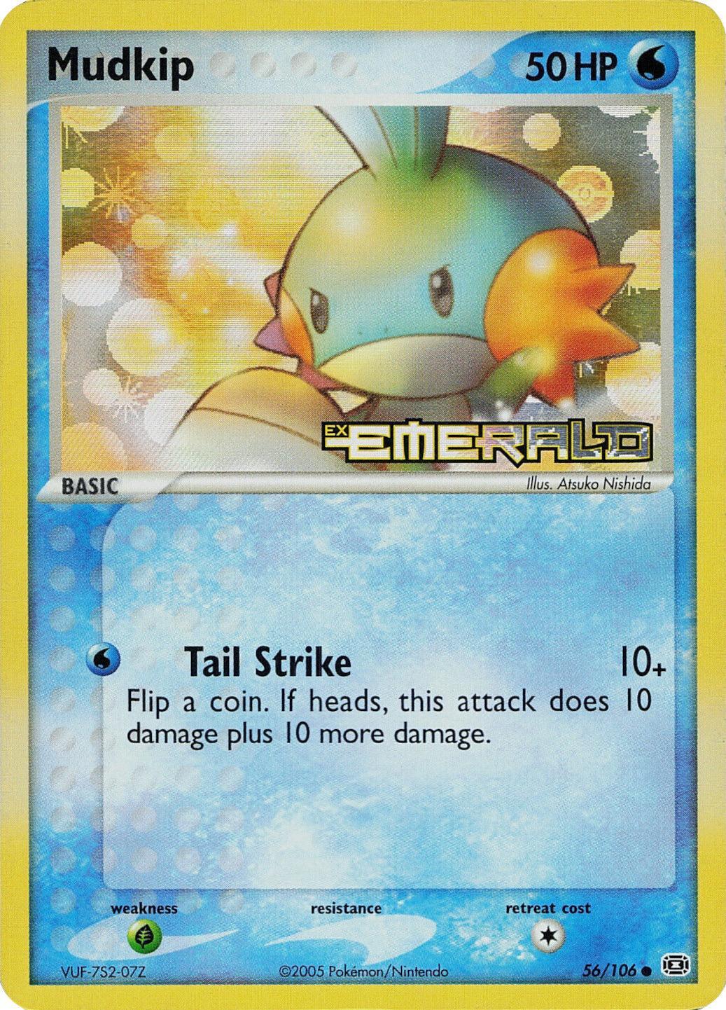 56, Common, EX: Emerald, Grass[×2], Reverse Holofoil, Water Mudkip (56/106) (Stamped) [EX: Emerald] - Trading Card World