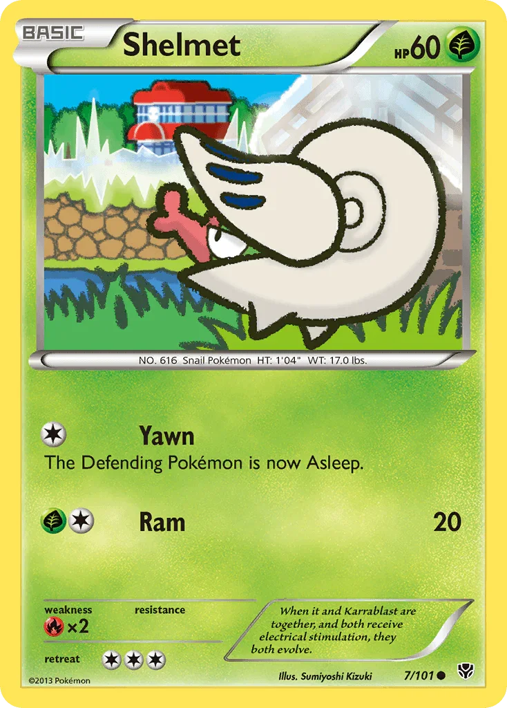 Black & White: Plasma Blast, Common, Fire[×2], Grass, Normal, Reverse Holofoil Shelmet (7/101) [Black & White: Plasma Blast] - Trading Card World