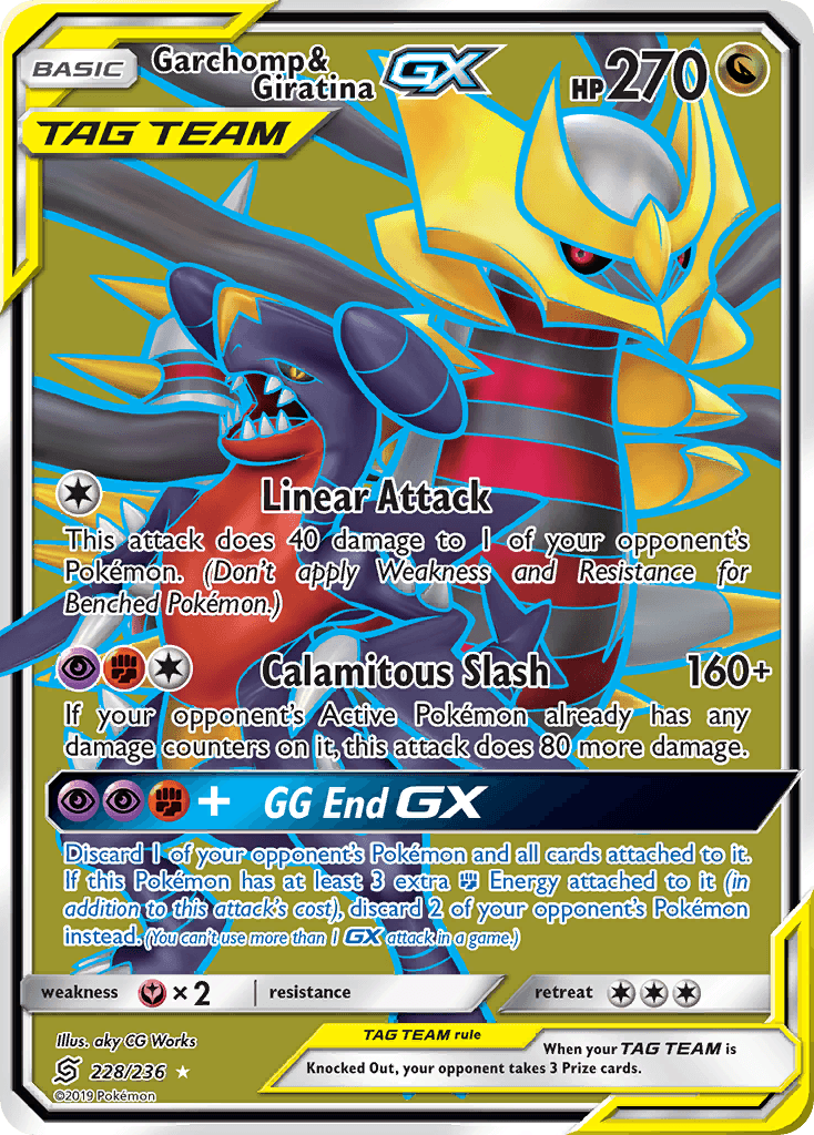 228, Dragon, Fairy[×2], Holofoil, Sun & Moon: Unified Minds, Ultra Rare Garchomp & Giratina GX (228/236) [Sun & Moon: Unified Minds] - Trading Card World