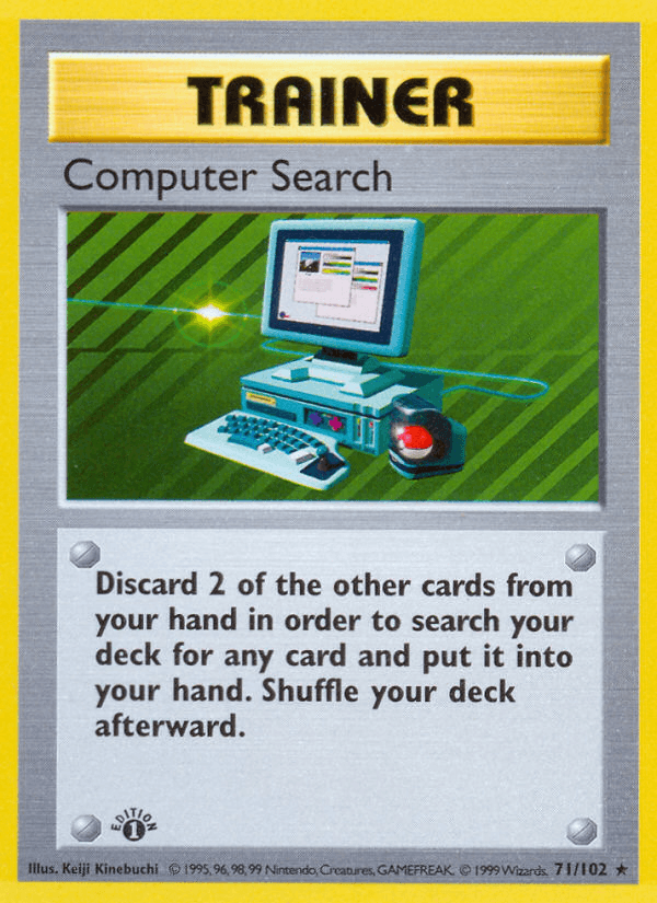 1st Edition Normal, 71, Base Set 1st Edition, Rare, Trainer Computer Search (71/102) (Shadowless) [Base Set 1st Edition] - Trading Card World