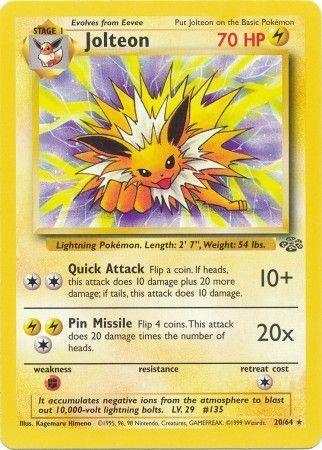 20, Fighting[×2], Jungle Unlimited, Lightning, Normal, Rare Jolteon (20/64) [Jungle Unlimited] - Trading Card World