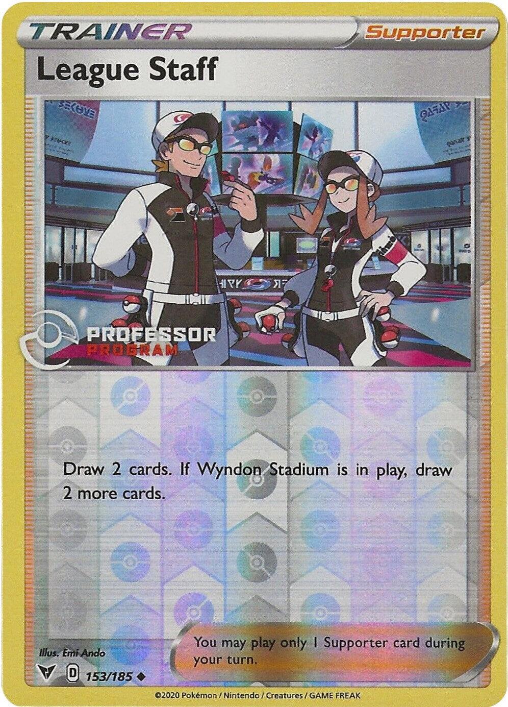 153, Promo, Reverse Holofoil, Supporter, Sword & Shield: Vivid Voltage League Staff (153/185) (Professor Program Promo) [Sword & Shield: Vivid Voltage] - Trading Card World