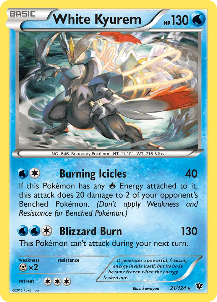 21, Holo Rare, Holofoil, Metal[×2], Reverse Holofoil, Water, XY: Fates Collide White Kyurem (21/124) [XY: Fates Collide] - Trading Card World