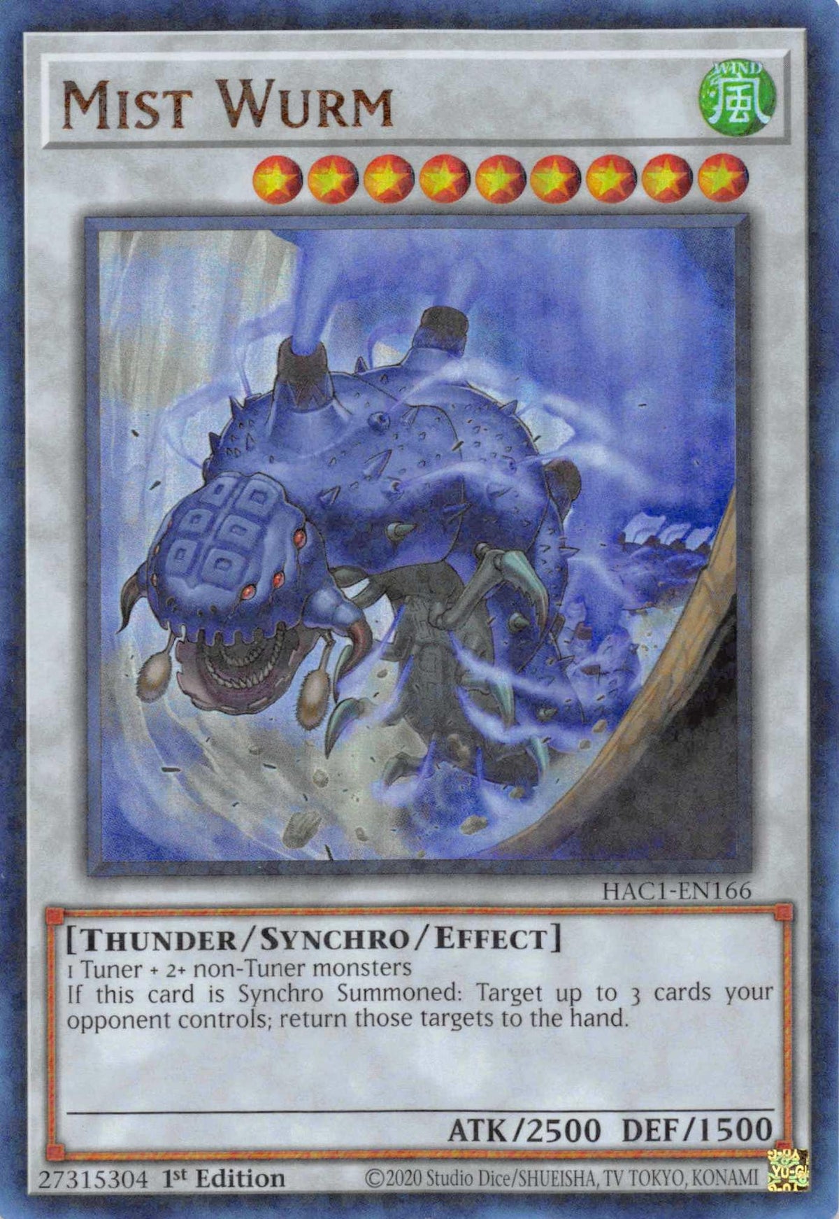 1st Edition, Hidden Arsenal: Chapter 1, Parallel Rare, Synchro/Effect Monster, Thunder, Wind Mist Wurm (Duel Terminal) [HAC1-EN166] Parallel Rare - Trading Card World
