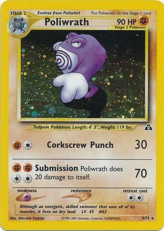 Fighting, Holo Rare, Holofoil, Neo Discovery Unlimited, Psychic[×2] Poliwrath (9/75) [Neo Discovery Unlimited] - Trading Card World