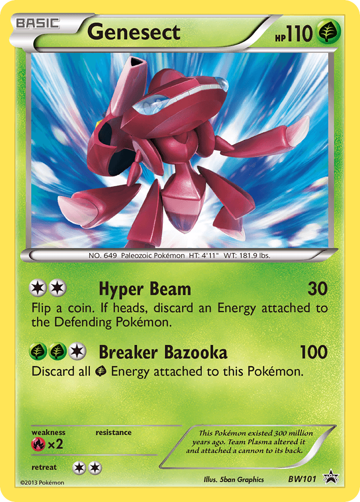 Black & White: Black Star Promos, Black Star Promo, BW101, Fire[×2], Grass, Normal Genesect (BW101) [Black & White: Black Star Promos] - Trading Card World