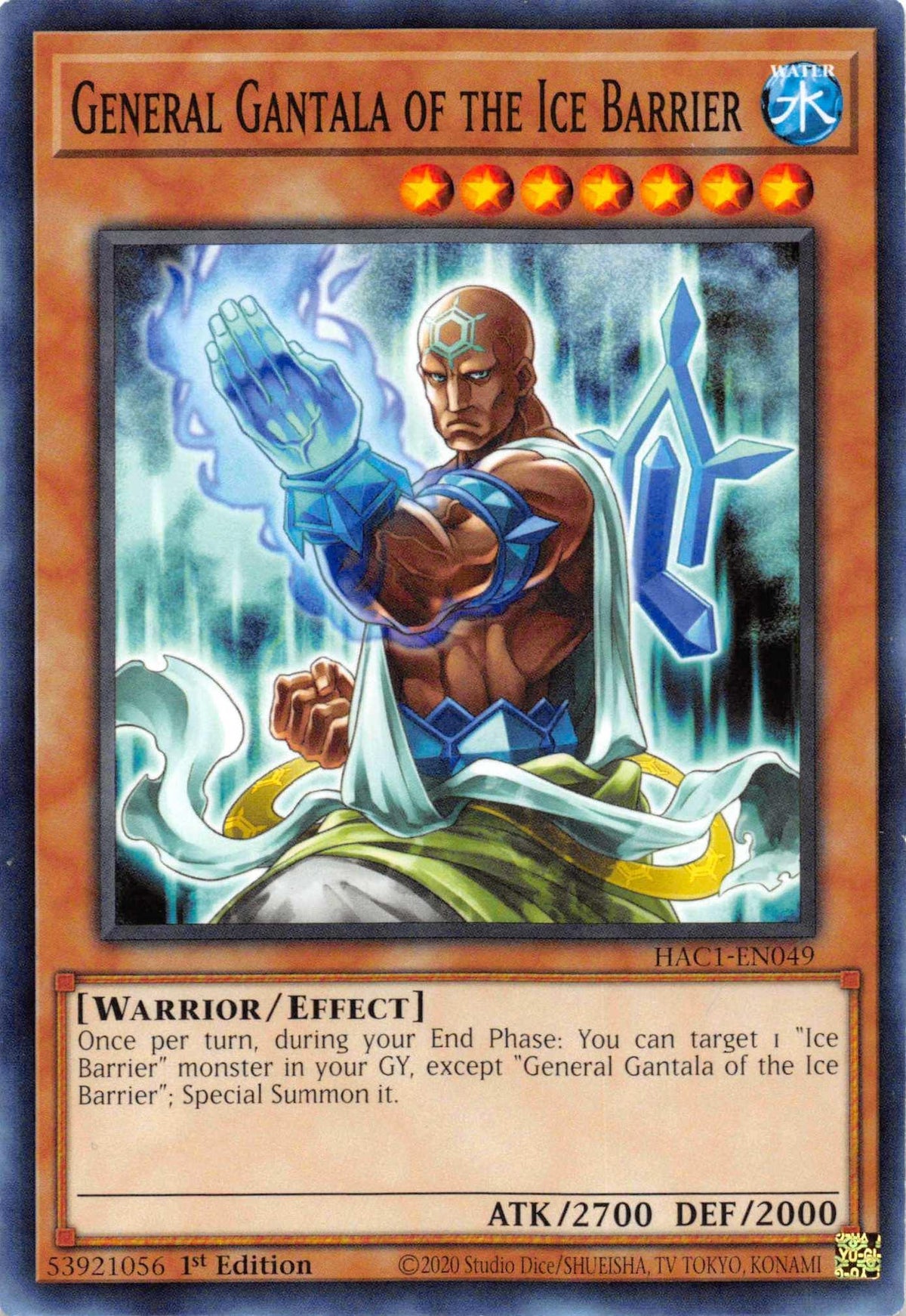 1st Edition, Common, Effect Monster, Hidden Arsenal: Chapter 1, Warrior, Water General Gantala of the Ice Barrier [HAC1-EN049] Common - Trading Card World