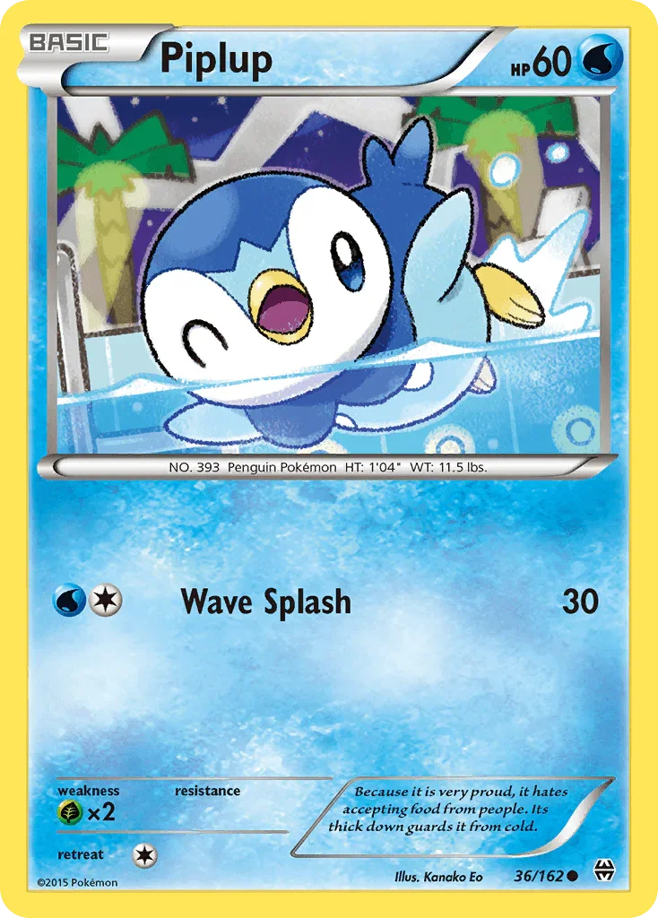 36, Common, Grass[×2], Normal, Reverse Holofoil, Water, XY: BREAKthrough Piplup (36/162) [XY: BREAKthrough] - Trading Card World