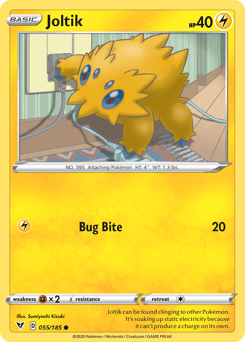 055, Common, Fighting[×2], Lightning, Normal, Reverse Holofoil, Sword & Shield: Vivid Voltage Joltik (055/185) [Sword & Shield: Vivid Voltage] - Trading Card World