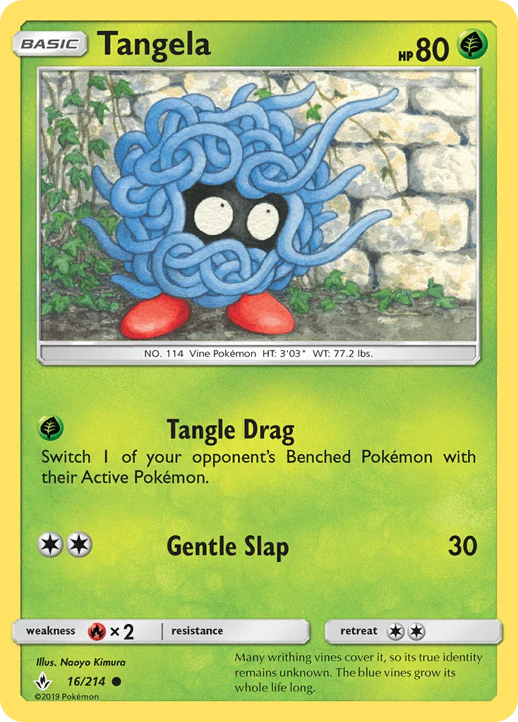 16, Common, Fire[×2], Grass, Normal, Reverse Holofoil, Sun & Moon: Unbroken Bonds Tangela (16/214) [Sun & Moon: Unbroken Bonds] - Trading Card World