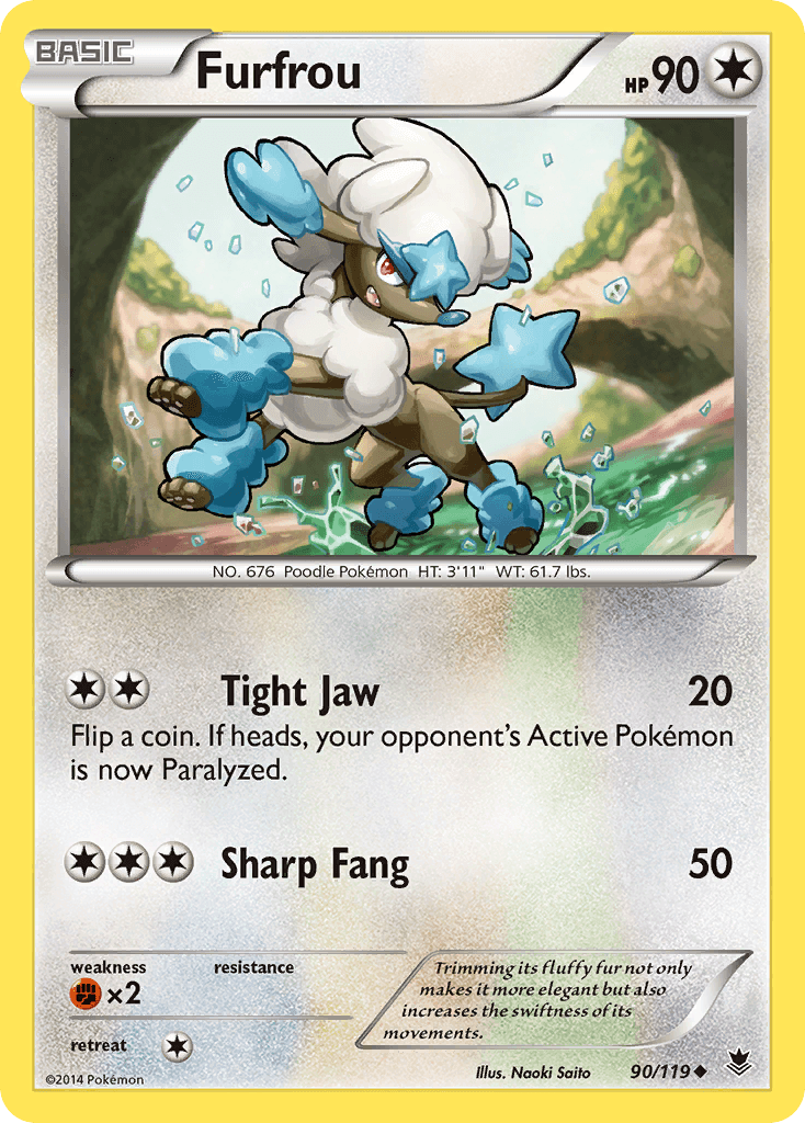 90, Colorless, Fighting[×2], Normal, Reverse Holofoil, Uncommon, XY: Phantom Forces Furfrou (90/119) [XY: Phantom Forces] - Trading Card World