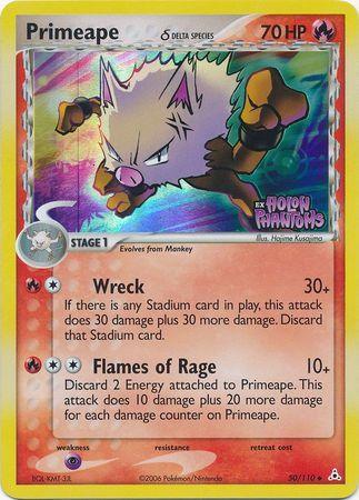 50, EX: Holon Phantoms, Fire, Psychic[×2], Reverse Holofoil, Uncommon Primeape (50/110) (Delta Species) (Stamped) [EX: Holon Phantoms] - Trading Card World
