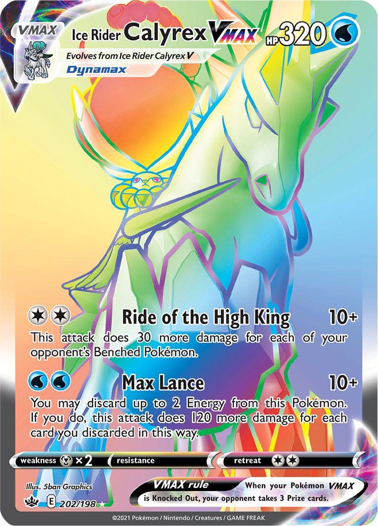 202, Holofoil, Metal [x2], Secret Rare, Sword & Shield: Chilling Reign, Water Ice Rider Calyrex VMAX (202/198) [Sword & Shield: Chilling Reign] - Trading Card World