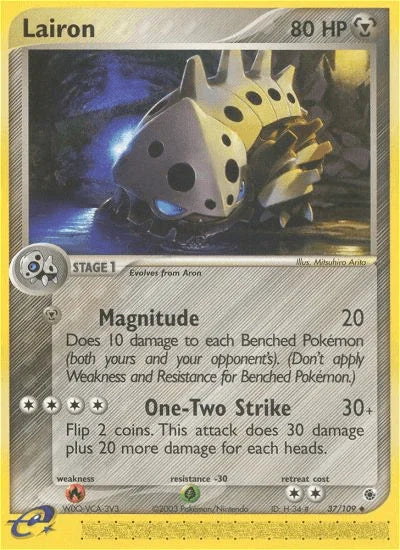 37, EX: Ruby & Sapphire, Fire[×2], Grass[-30], Metal, Normal, Reverse Holofoil, Uncommon Lairon (37/109) [EX: Ruby & Sapphire] - Trading Card World