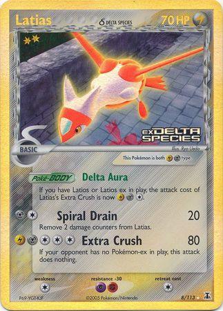 Colorless[×2], EX: Delta Species, Fighting[-30], Holo Rare, Lightning, Metal, Psychic[-30], Reverse Holofoil Latias (8/113) (Delta Species) (Stamped) [EX: Delta Species] - Trading Card World