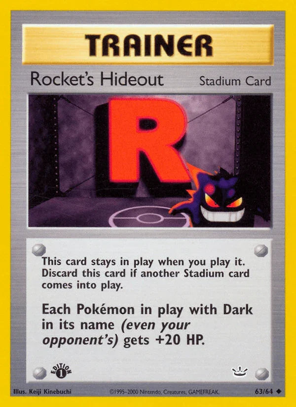 1st Edition Normal, 63, Neo Revelation 1st Edition, Stadium, Uncommon Rocket's Hideout (63/64) [Neo Revelation 1st Edition] - Trading Card World