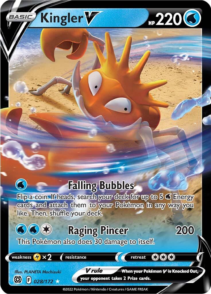 028, Holofoil, Lightning [x2], Sword & Shield: Brilliant Stars, Ultra Rare, Water Kingler V (028/172) [Sword & Shield: Brilliant Stars] - Trading Card World