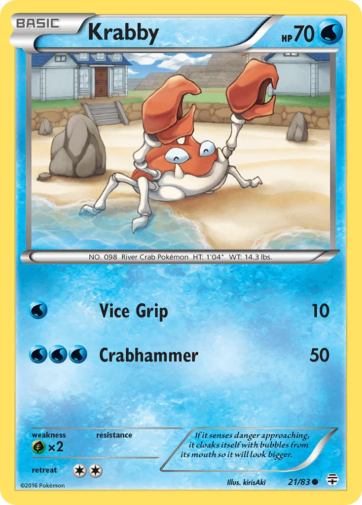 21, Common, Grass[×2], Normal, Reverse Holofoil, Water, XY: Generations Krabby (21/83) [XY: Generations] - Trading Card World
