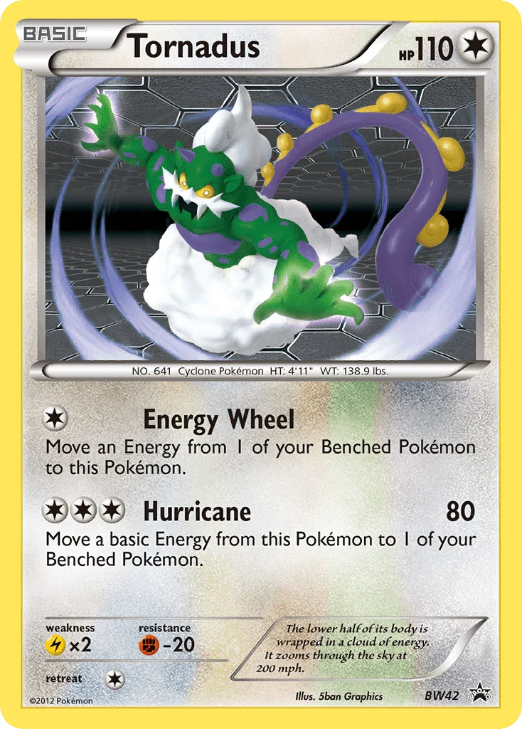 Black & White: Black Star Promos, Black Star Promo, BW42, Colorless, Fighting[-20], Holofoil, Lightning[×2], Reverse Holofoil Tornadus (BW42) [Black & White: Black Star Promos] - Trading Card World