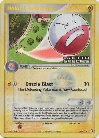 21, EX: Delta Species, Fighting[×2], Lightning, Rare, Reverse Holofoil Holon's Electrode (21/113) (Stamped) [EX: Delta Species] - Trading Card World
