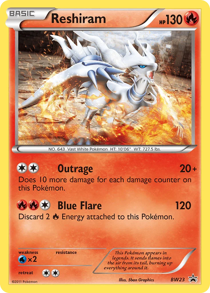 Black & White: Black Star Promos, BW23, Fire, Holofoil, Promo, Water [x2] Reshiram (BW23) [Black & White: Black Star Promos] - Trading Card World