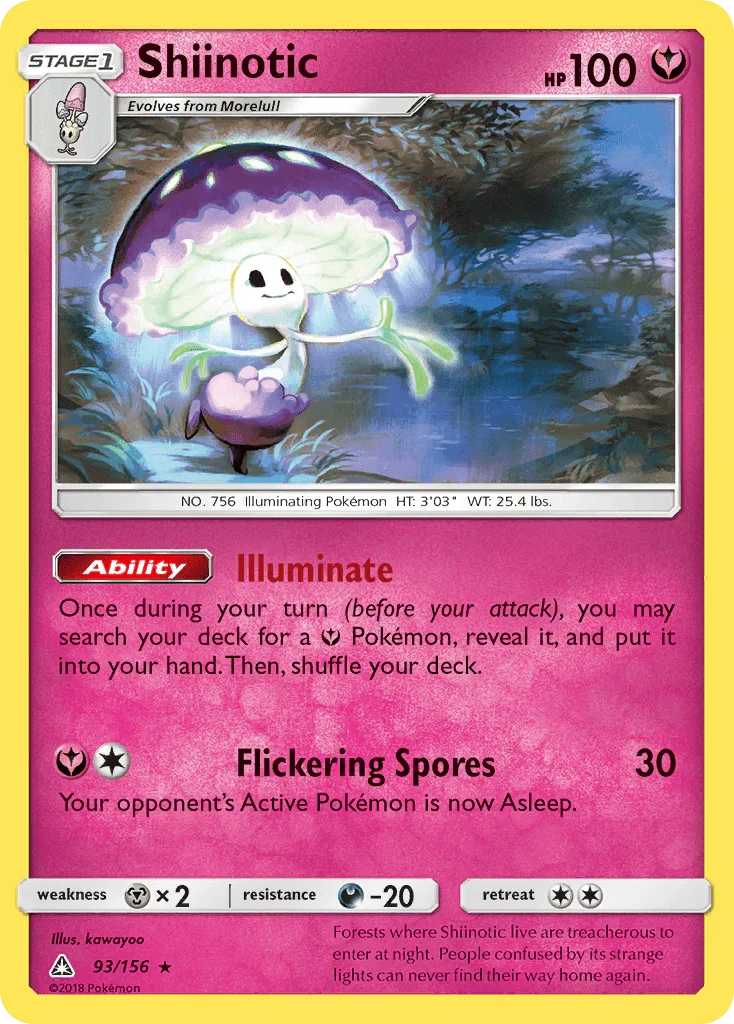 93, Darkness[-20], Fairy, Metal[×2], Normal, Rare, Reverse Holofoil, Sun & Moon: Ultra Prism Shiinotic (93/156) [Sun & Moon: Ultra Prism] - Trading Card World