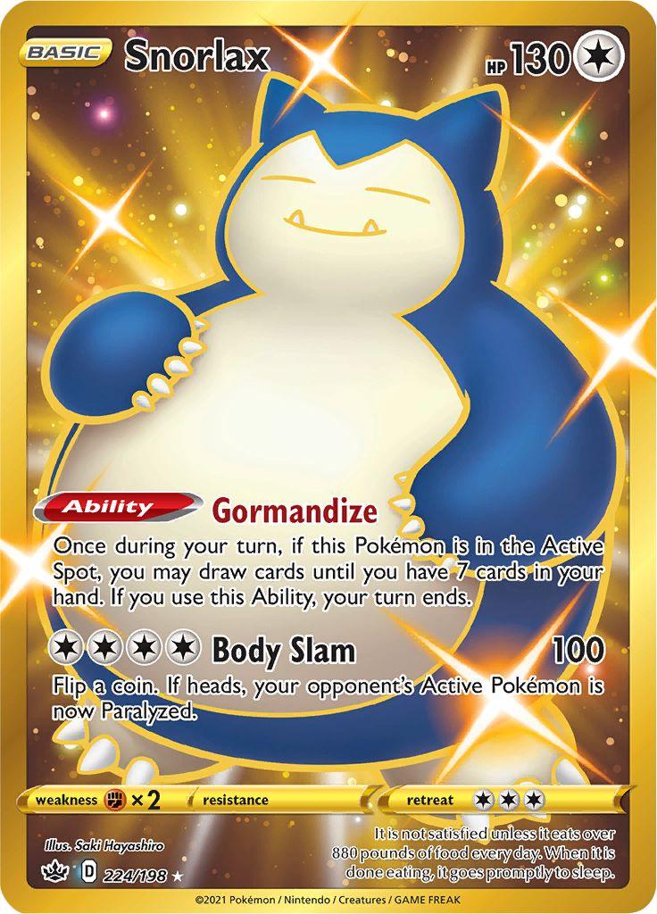 224, Colorless, Fx2, Holofoil, Secret Rare, Sword & Shield: Chilling Reign Snorlax (224/198) [Sword & Shield: Chilling Reign] - Trading Card World