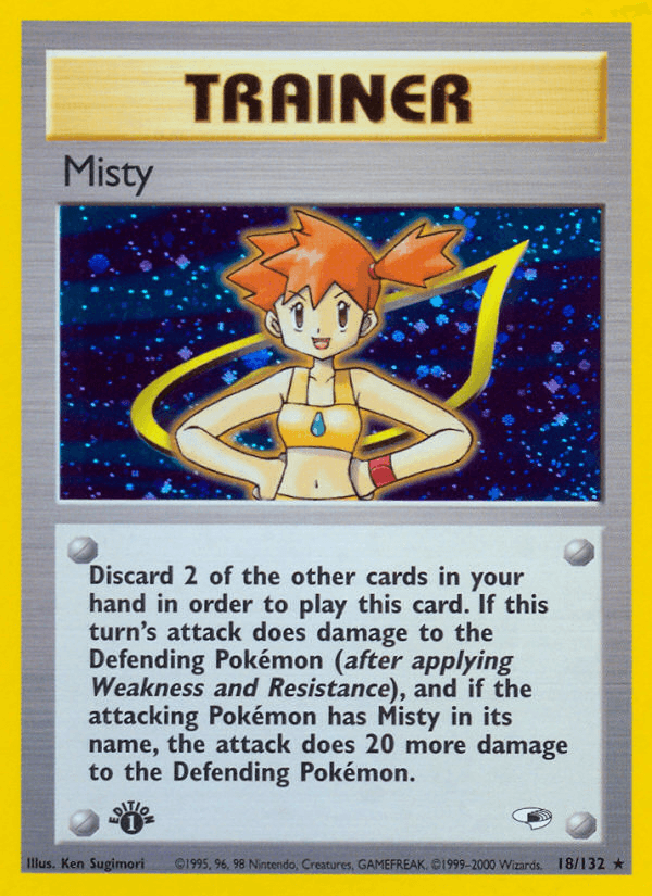 18, 1st Edition Holofoil, Gym Heroes 1st Edition, Holo Rare, Item Misty (18/132) [Gym Heroes 1st Edition] - Trading Card World