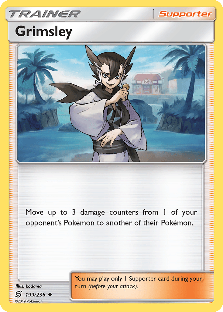 199, Normal, Reverse Holofoil, Sun & Moon: Unified Minds, Supporter, Uncommon Grimsley (199/236) [Sun & Moon: Unified Minds] - Trading Card World