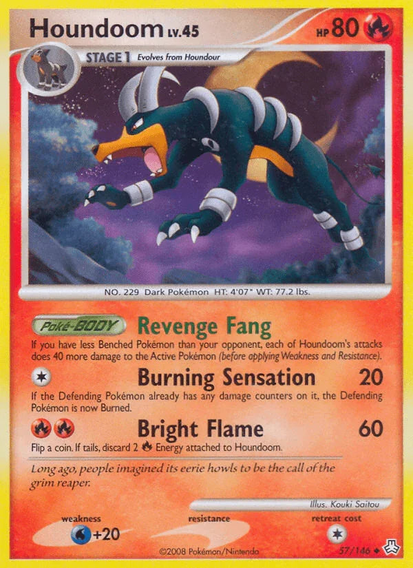 57, Diamond & Pearl: Legends Awakened, Fire, Normal, Reverse Holofoil, Uncommon, Water[+20] Houndoom (57/146) [Diamond & Pearl: Legends Awakened] - Trading Card World