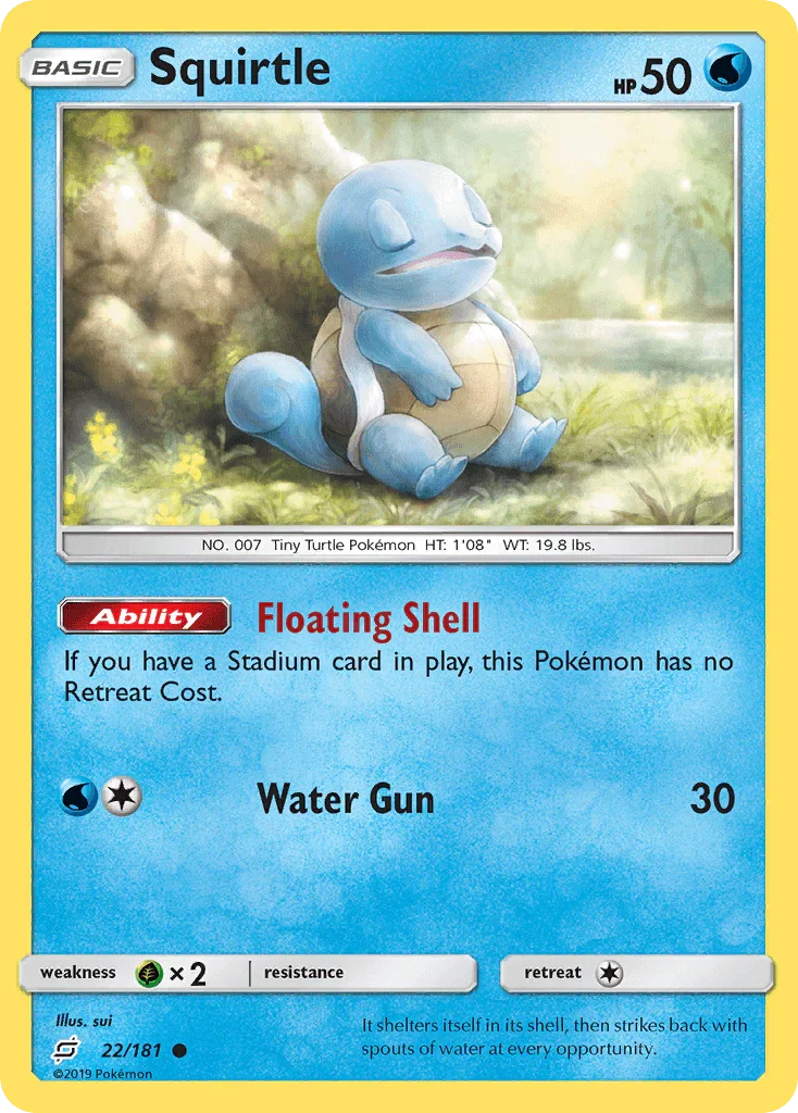 22, Common, Grass[×2], Normal, Reverse Holofoil, Sun & Moon: Team Up, Water Squirtle (22/181) [Sun & Moon: Team Up] - Trading Card World