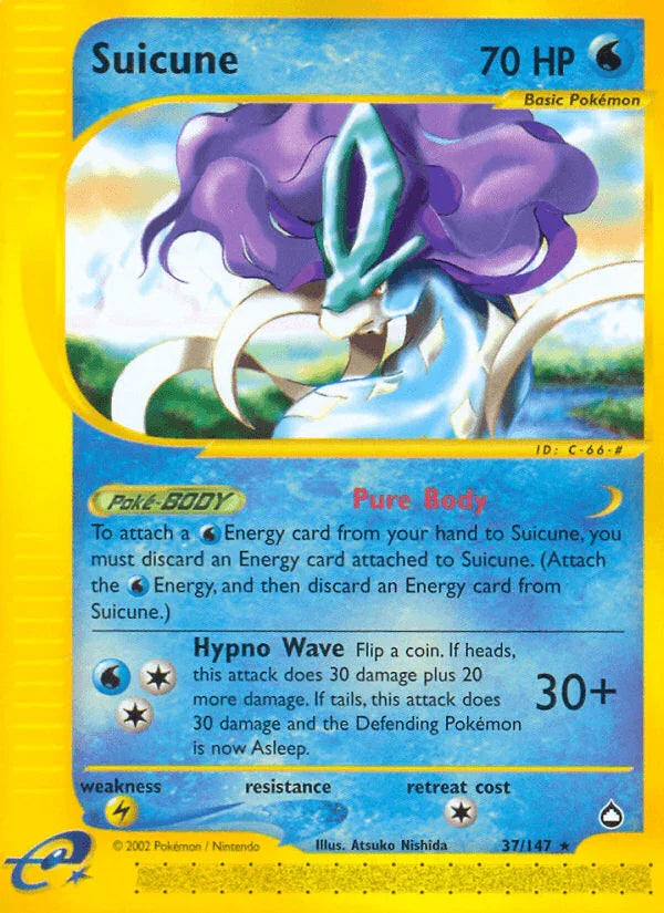 37, Aquapolis, Lightning[×2], Normal, Rare, Reverse Holofoil, Water Suicune (37/147) [Aquapolis] - Trading Card World