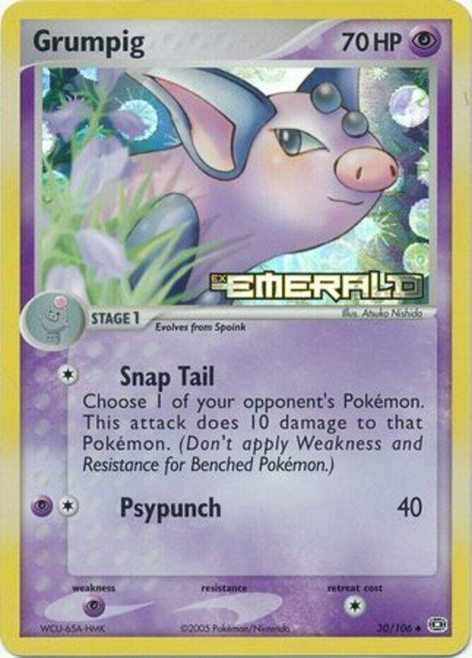 30, EX: Emerald, Psychic, Psychic[×2], Reverse Holofoil, Uncommon Grumpig (30/106) (Stamped) [EX: Emerald] - Trading Card World