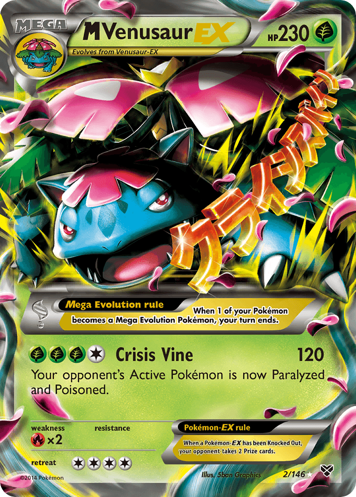 Fire[×2], Grass, Holofoil, Ultra Rare, XY: Base Set M Venusaur EX (2/146) [XY: Base Set] - Trading Card World