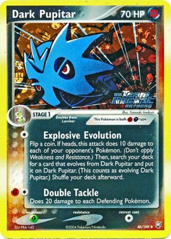 40, Darkness, EX: Team Rocket Returns, Fighting, Grass[×2], Reverse Holofoil, Uncommon Dark Pupitar (40/109) (Stamped) [EX: Team Rocket Returns] - Trading Card World