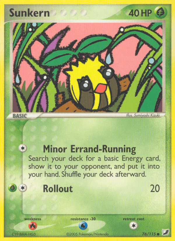 76, Common, EX: Unseen Forces, Fire[×2], Grass, Normal, Water[-30] Sunkern (76/115) [EX: Unseen Forces] - Trading Card World