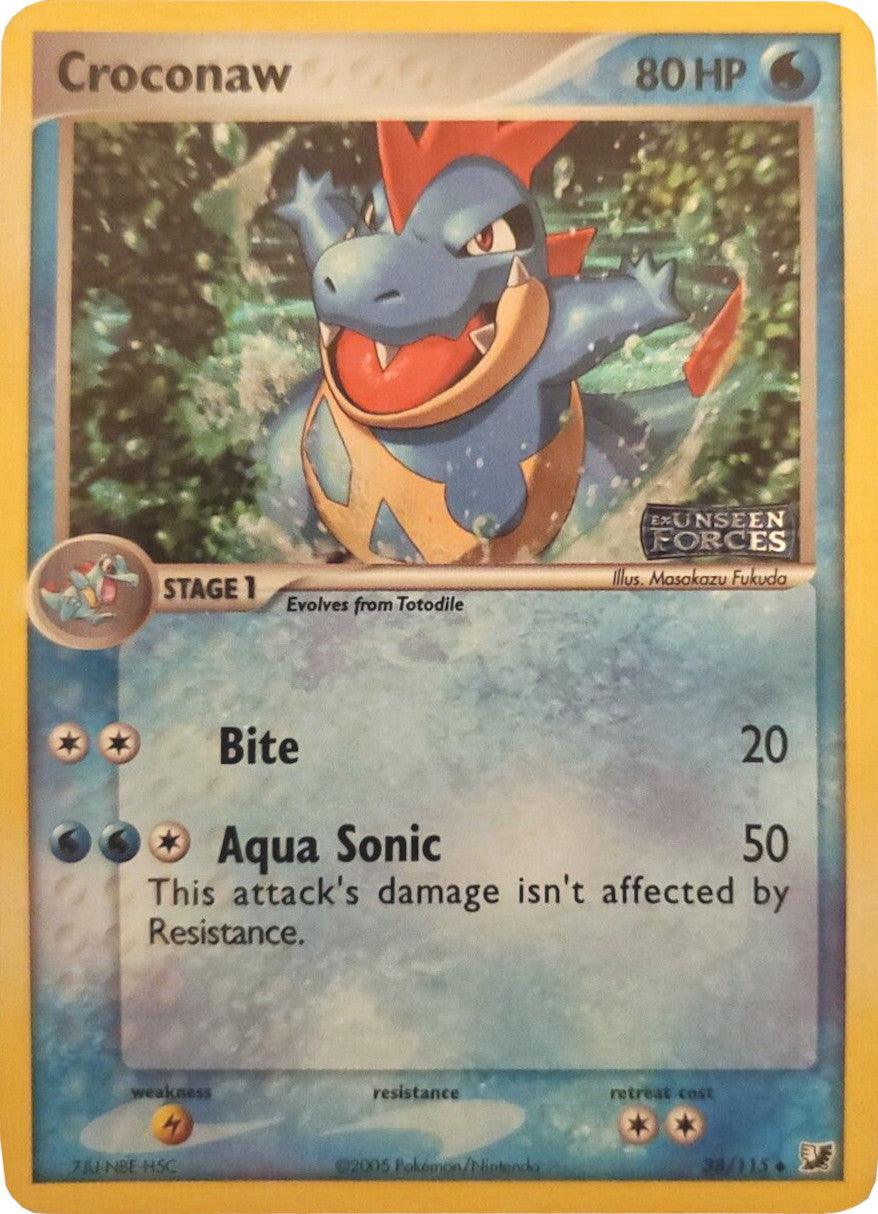 38, EX: Unseen Forces, Lightning[×2], Reverse Holofoil, Uncommon, Water Croconaw (38/115) (Stamped) [EX: Unseen Forces] - Trading Card World