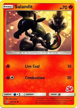 25, Battle Academy 2020, Fire, Normal, Promo, Water[×2] Salandit (25/156) (Charizard Stamp #31) [Battle Academy 2020] - Trading Card World