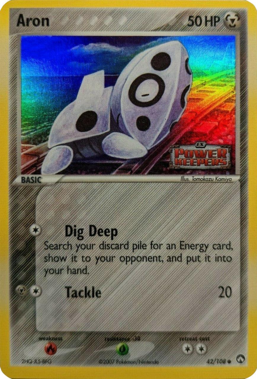 42, Common, EX: Power Keepers, Fire, Grass, Metal, Reverse Holofoil Aron (42/108) (Stamped) [EX: Power Keepers] - Trading Card World